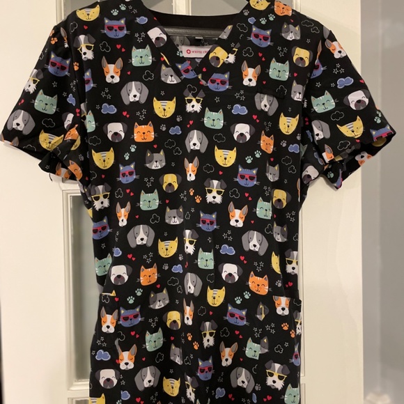 White Cross “Cool Cats and Dogs” Scrub top - Picture 3 of 3